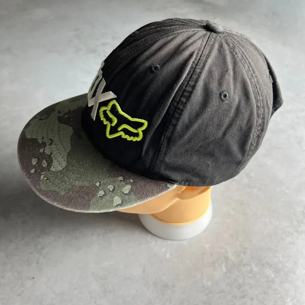 Vintage Fox Racing Cap Snapback Camo One Size Spell out Logo BMX